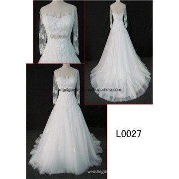 2012 Fit and Flare Wedding Gowns Sequinned Silhouette 3/4 Sleeves